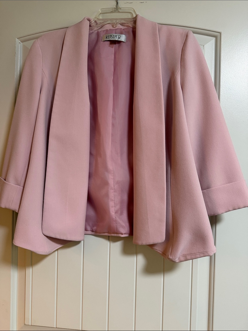 Kasper Blush Pink Open-Front Draped Blazer